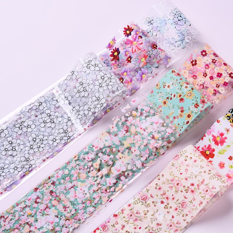 10Rolls Holographic Nails Art Transfer Foil Stickers Flower Star AB Paper Wrap✔