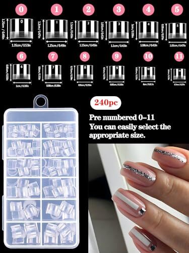 Extra Short Square Nail Tips, 240pcs Half Matte Square French Nail Tips Short