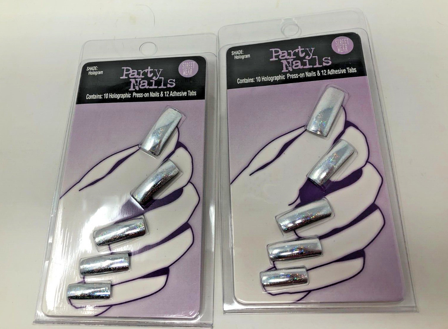 Lot Of 2 Streetwear Party Nails Press On Shade Hologram New