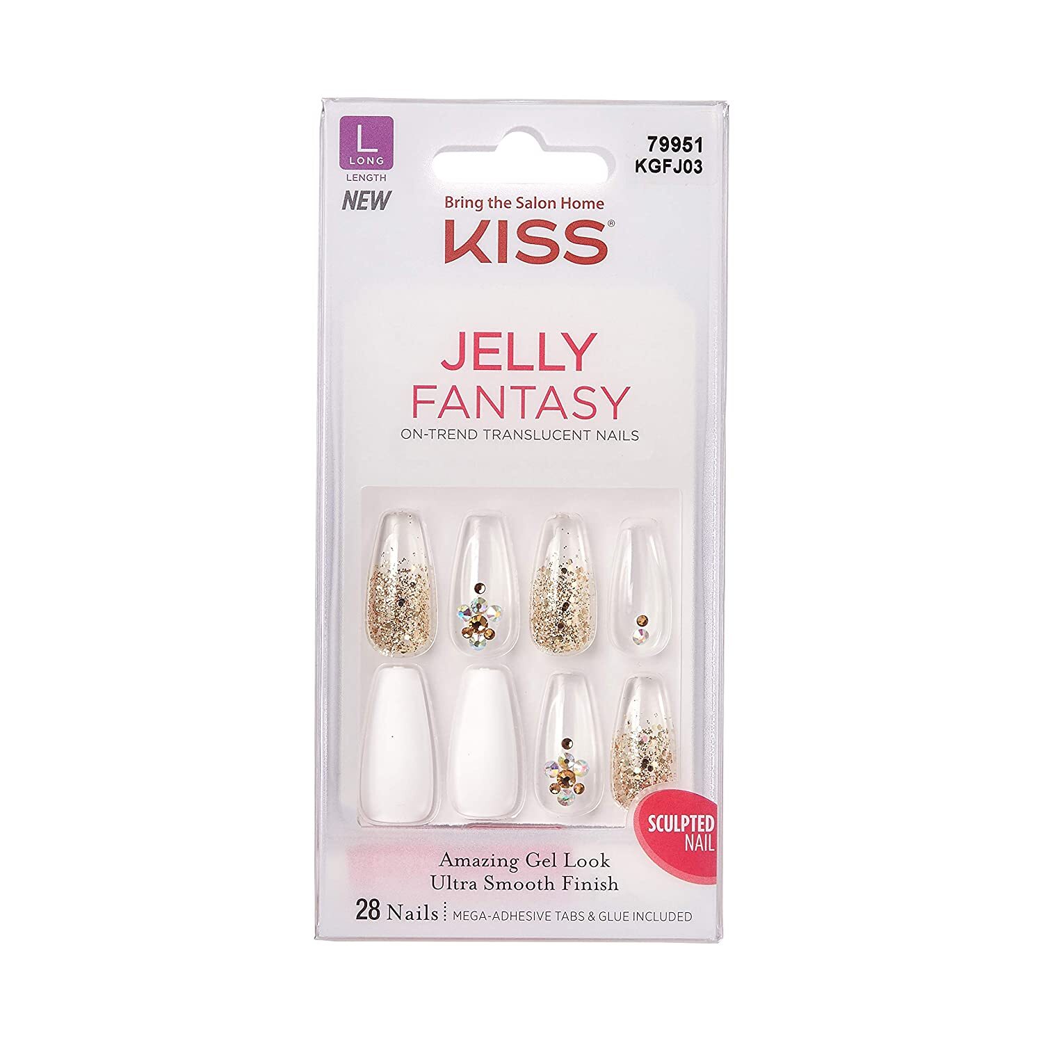Kiss Jelly Fantasy On-Trend Translucent Long Nails, KGFJ03 79951