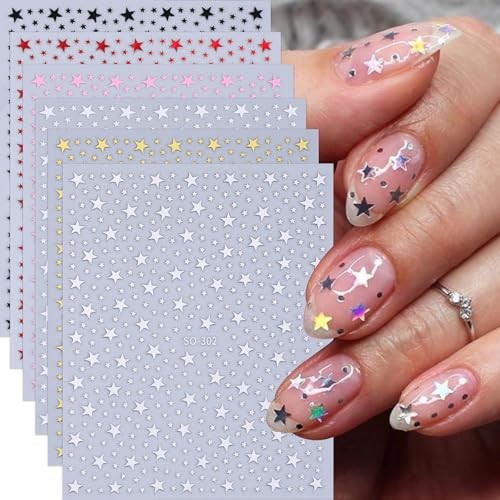 Nail Art Stickers 4th of July Nail Decals Glitter Red White Gold Pink Star