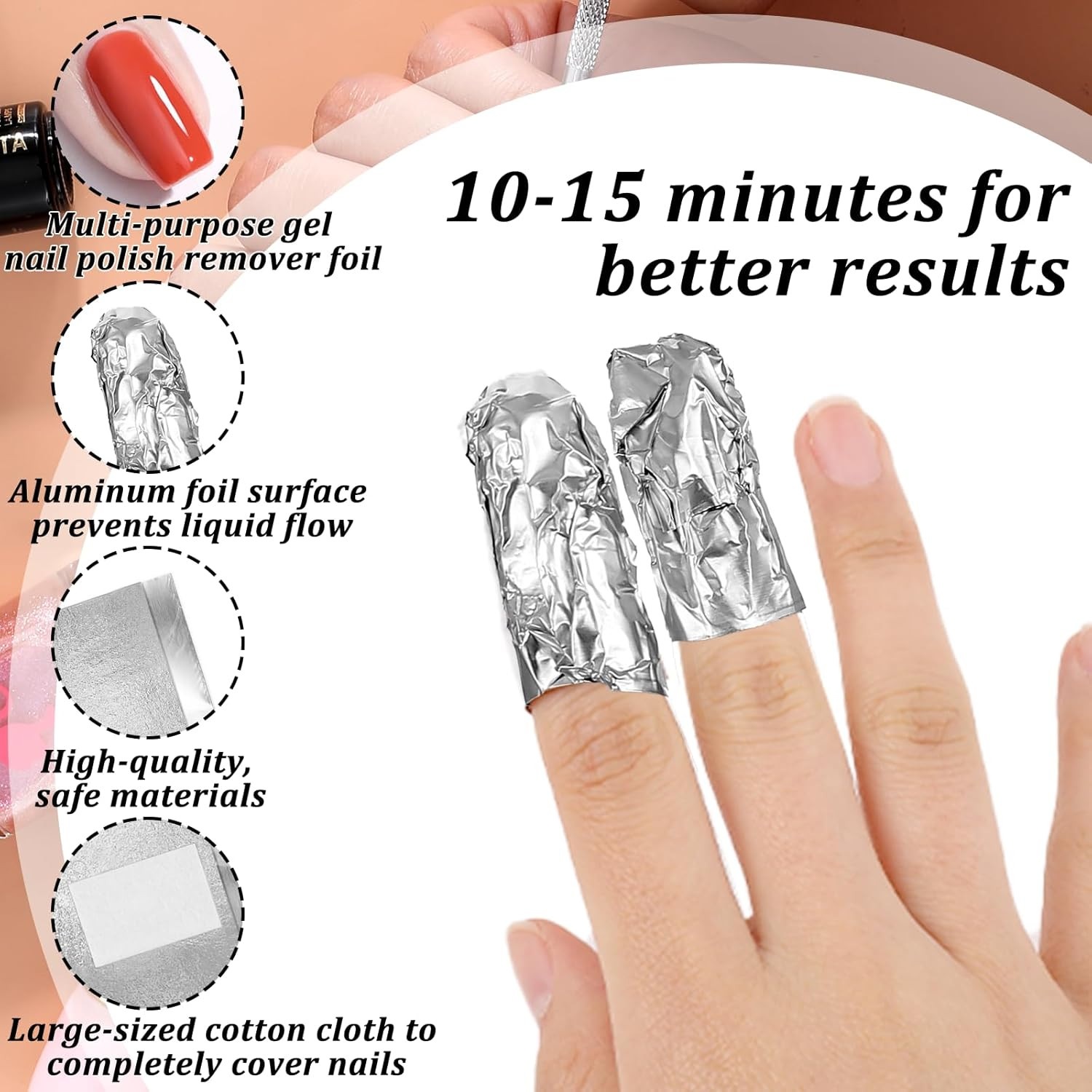 100 Pcs Nail Foil, Nail Polish Remover Gel Nail Foil Wraps for Nails, Soak off F