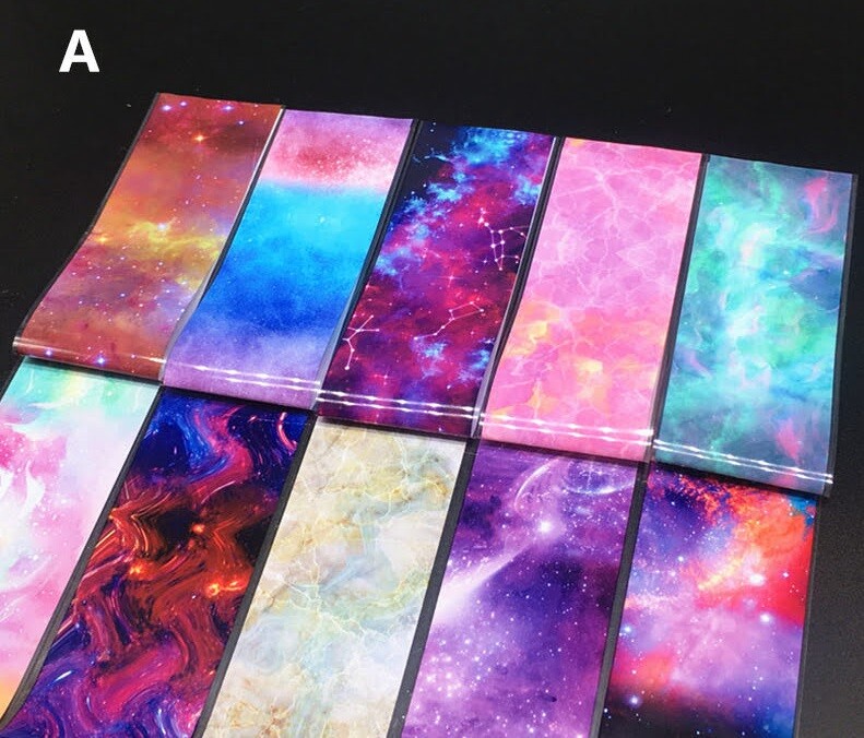 40 Styles 4x100cm Galaxy Meteor Star Transfer Foil Nail Art Sticker Manicure DIY