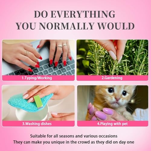 Dusty Pink Press On Nails Short Oval Acrylic Nails for Women Reusable Thick