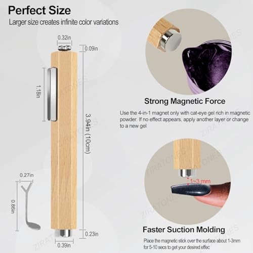 3 in 1 Nail Magnet with Heart Shaped Cat-Eye Tool, Multifunctional Cat Apricot