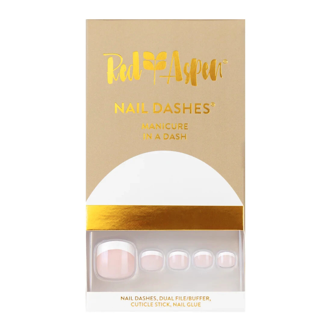 Red Aspen PRESS On Nails Dashes Classic French, Tinley~ PEDICURE FRENCH PEDI