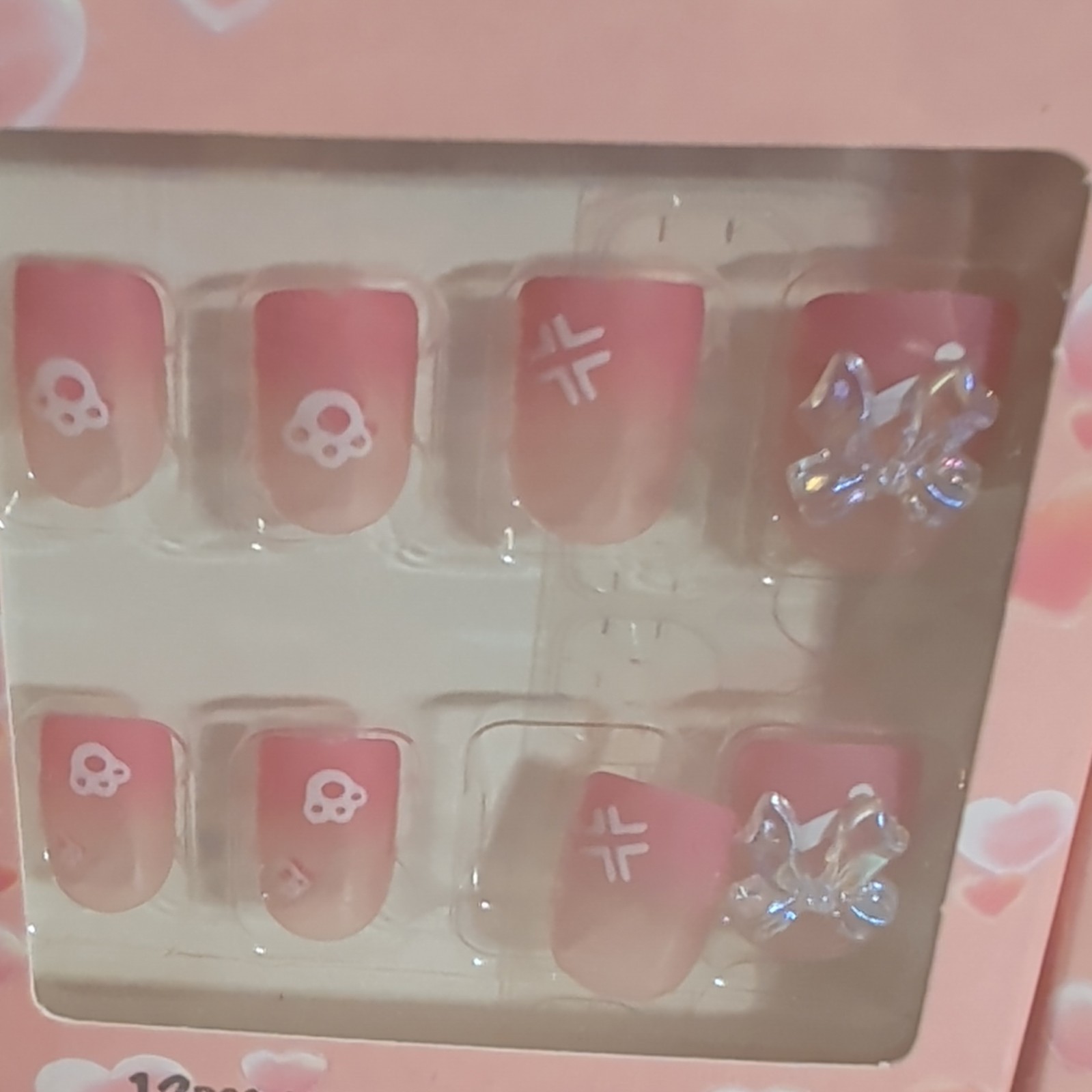 Butterfly Pre-Designed Multicolor Glitter Press-On Nails 12PCS Medium Square