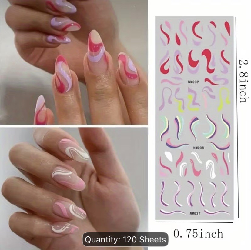 3D Nail Sticker Decal 120 Design Lot Nail Art Adhesive DIY Design Decor US Stock