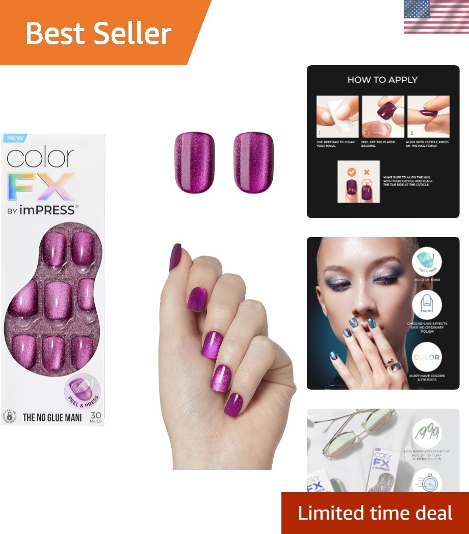Effortless 30 Count Pink Chrome Effect Press On Nails – No Glue Needed