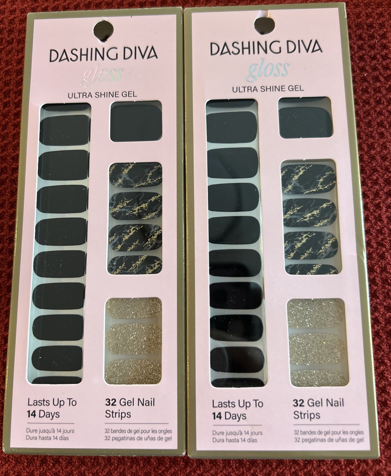 Set Of 2 Dashing Diva Gloss Ultra Shine Gel Nail Strips In Black Obsidian 64 CT