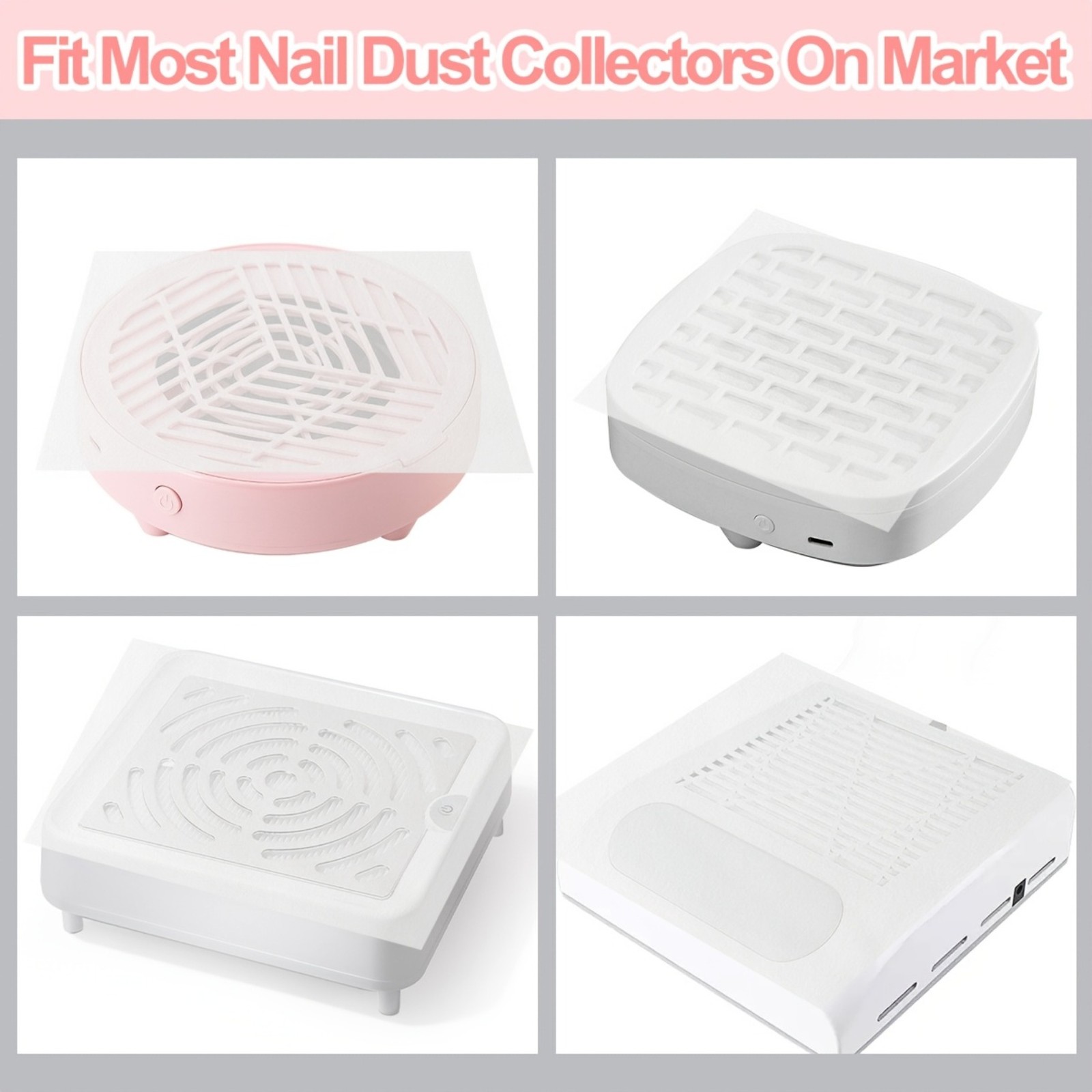 100pcs Pack Disposable PP Nail Dust Collector Filter Paper for Home Salon Nail