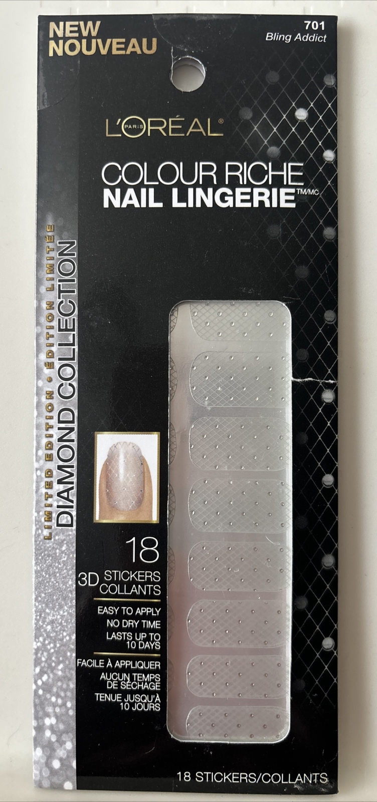 L’Oreal: Colour Riche Nail Lingerie 18pc 3D Nail Stickers “Bling Addict” (BN)