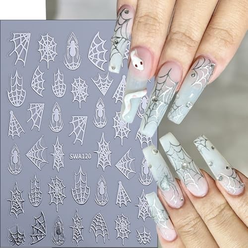 8 Sheets Halloween Nail Art Stickers Decals Black White Gold Halloween 01