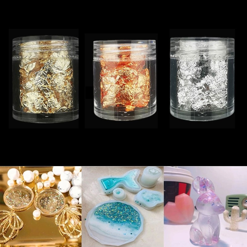 Dazzling Golden Flakes Glitter Leaf Sheets for Projects and Artistic Creation