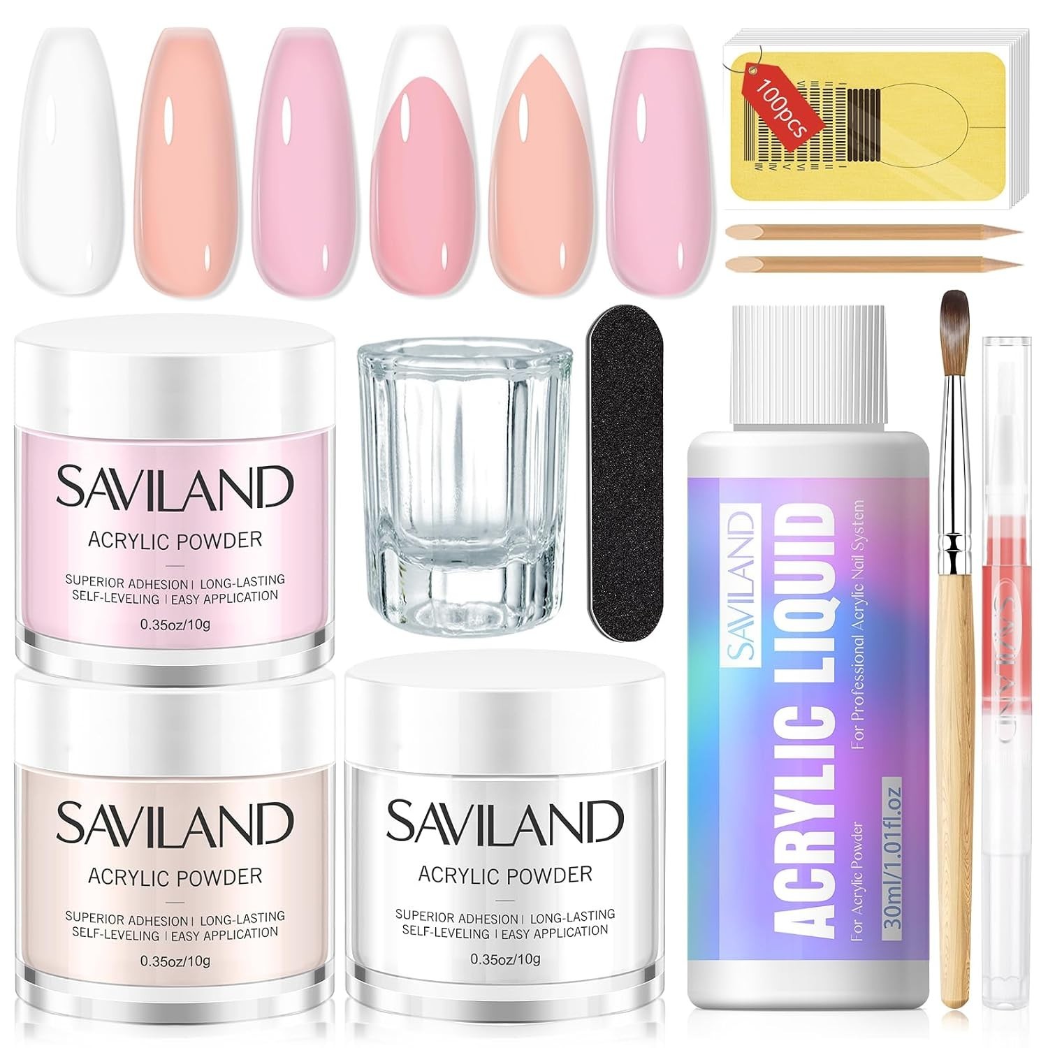 Complete Acrylic Nail Kit for Beginners: Clear, Nudes & Pink Powder Essentials