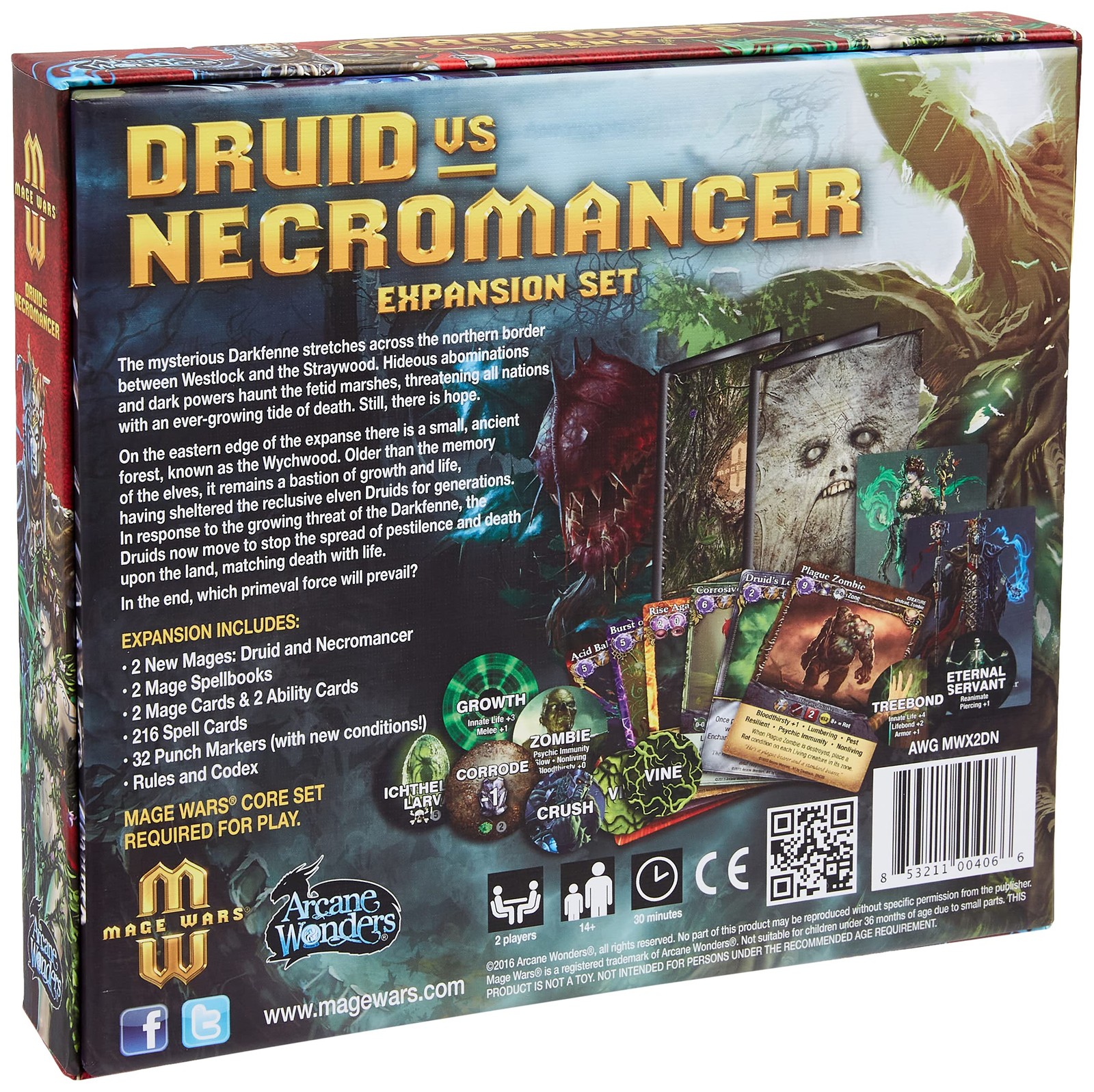 Arcane Wonders Mage Wars Druid Vs Necromancer, Black Medium,