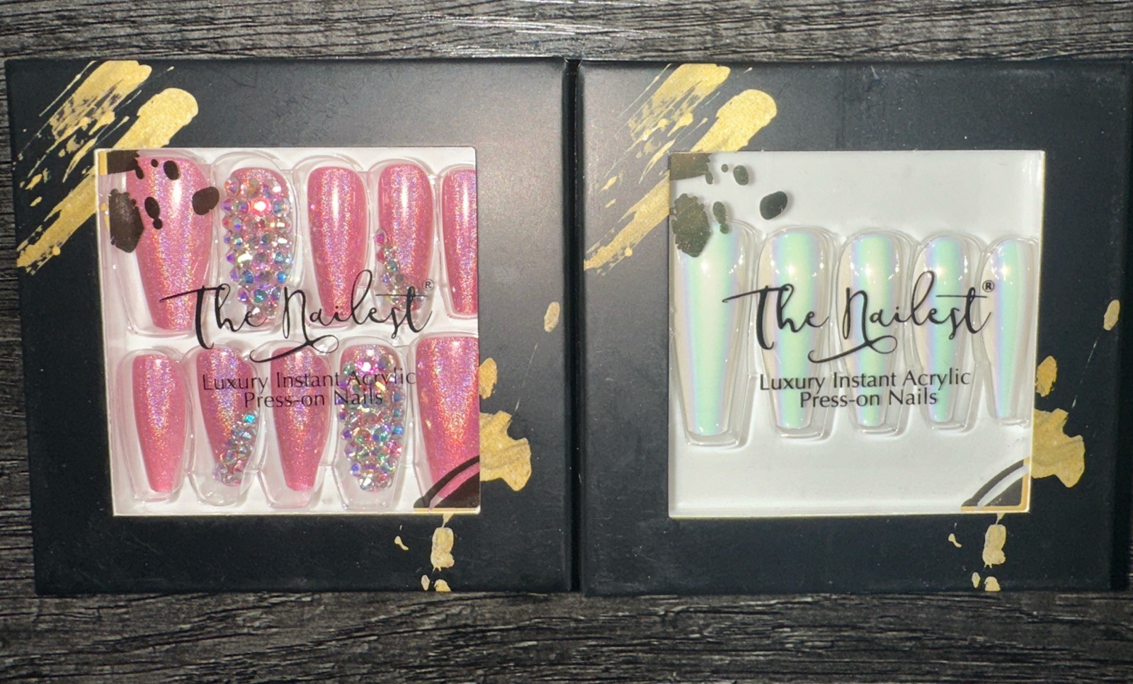 The Nailest Instant Glam Press On Nails White And Pink – New Lot Of 2