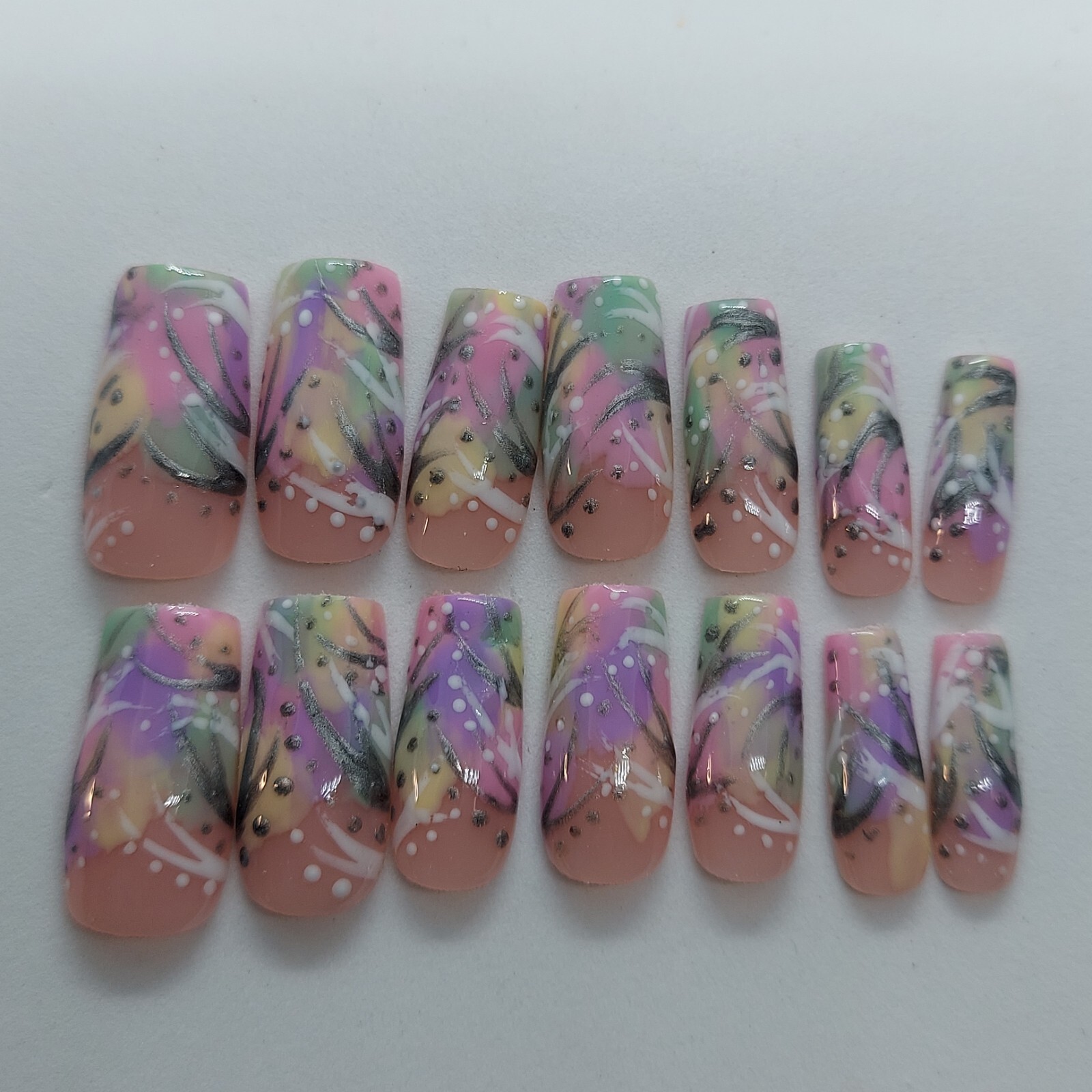 90’s Inspired Pastel Freaknik Mint Summer Nails Spring Wedding Rainbow Nails