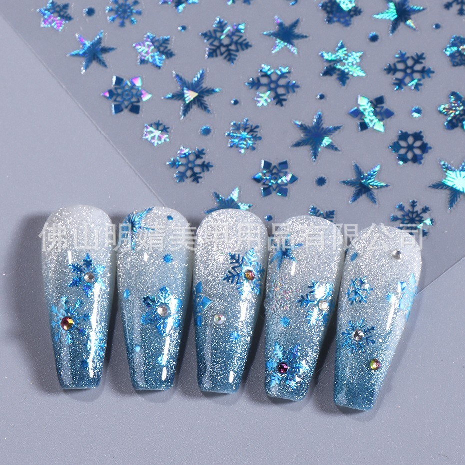 5Pcs Snowflake Star Christmas Nail Sticker Elegant Fashion Slide Decoration NH27