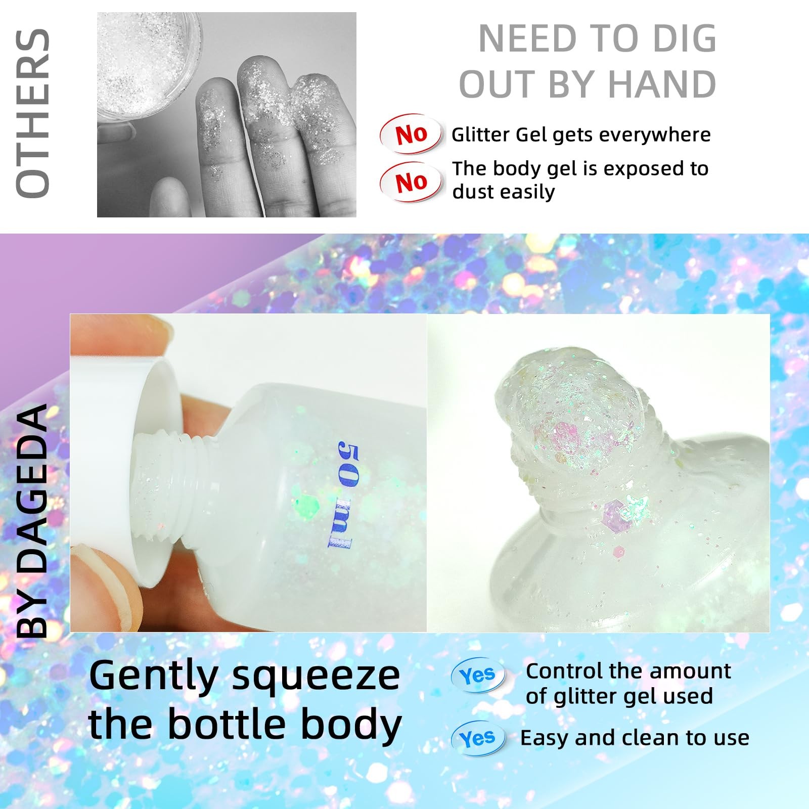 Body Glitter Gel, Face Glitter Body Gel Sequins Shimmer Liquid Eyeshadow, Chu…