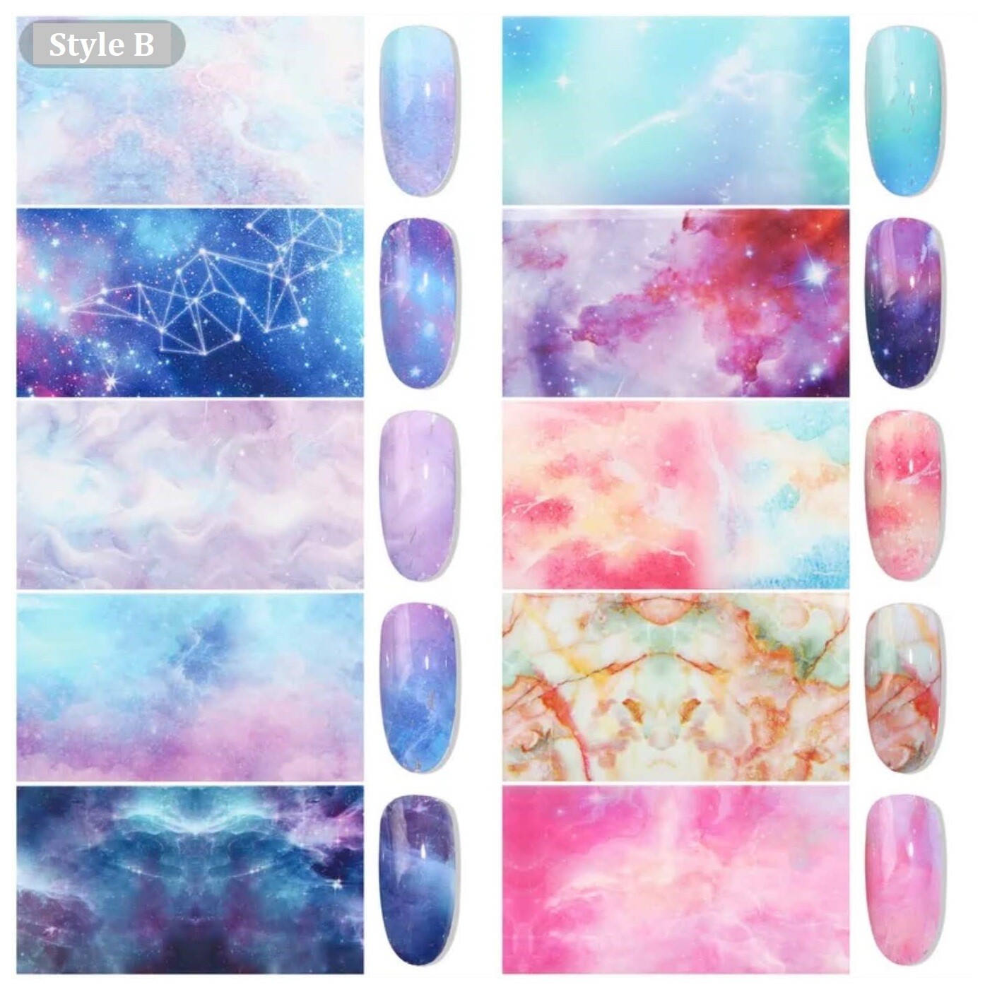 40 Styles 4x100cm Galaxy Meteor Star Transfer Foil Nail Art Sticker Manicure DIY