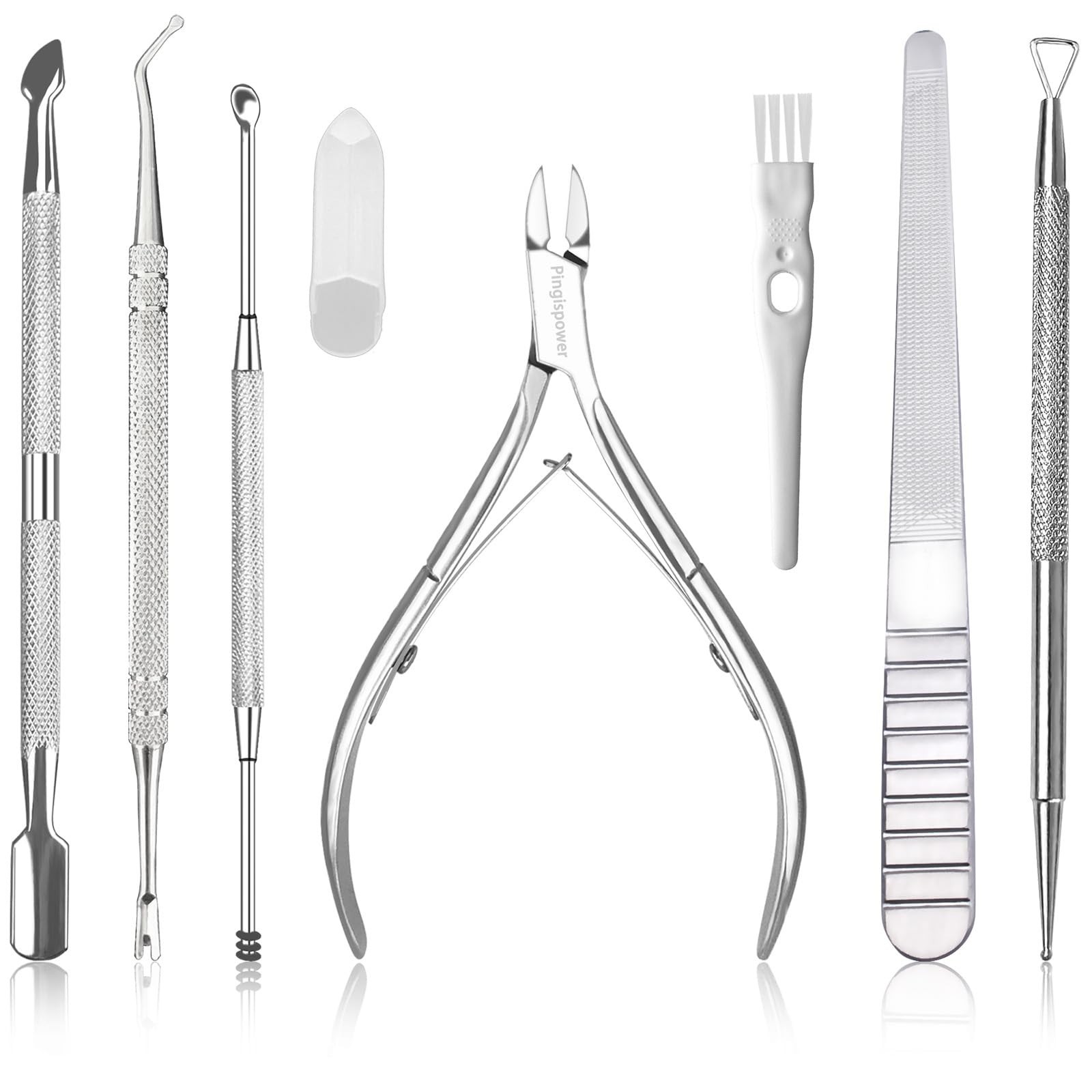 7PCS Professional Cuticle Nippers with Cuticle Pusher Set, Stainless Steel Cu…