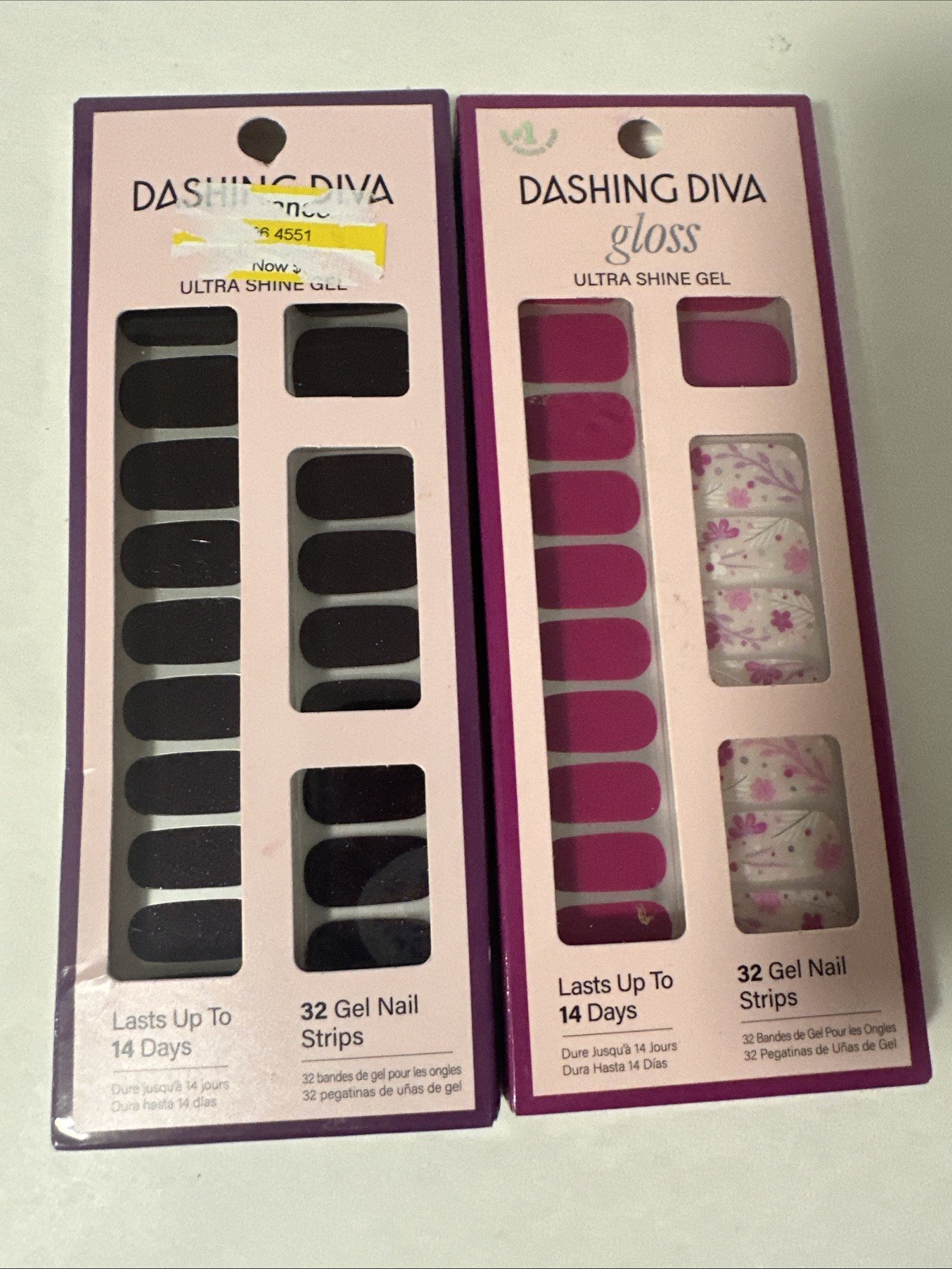 Lot of 2 Dashing Diva Gloss Ultra Shine Gel Nail Strips 32 Per Pack