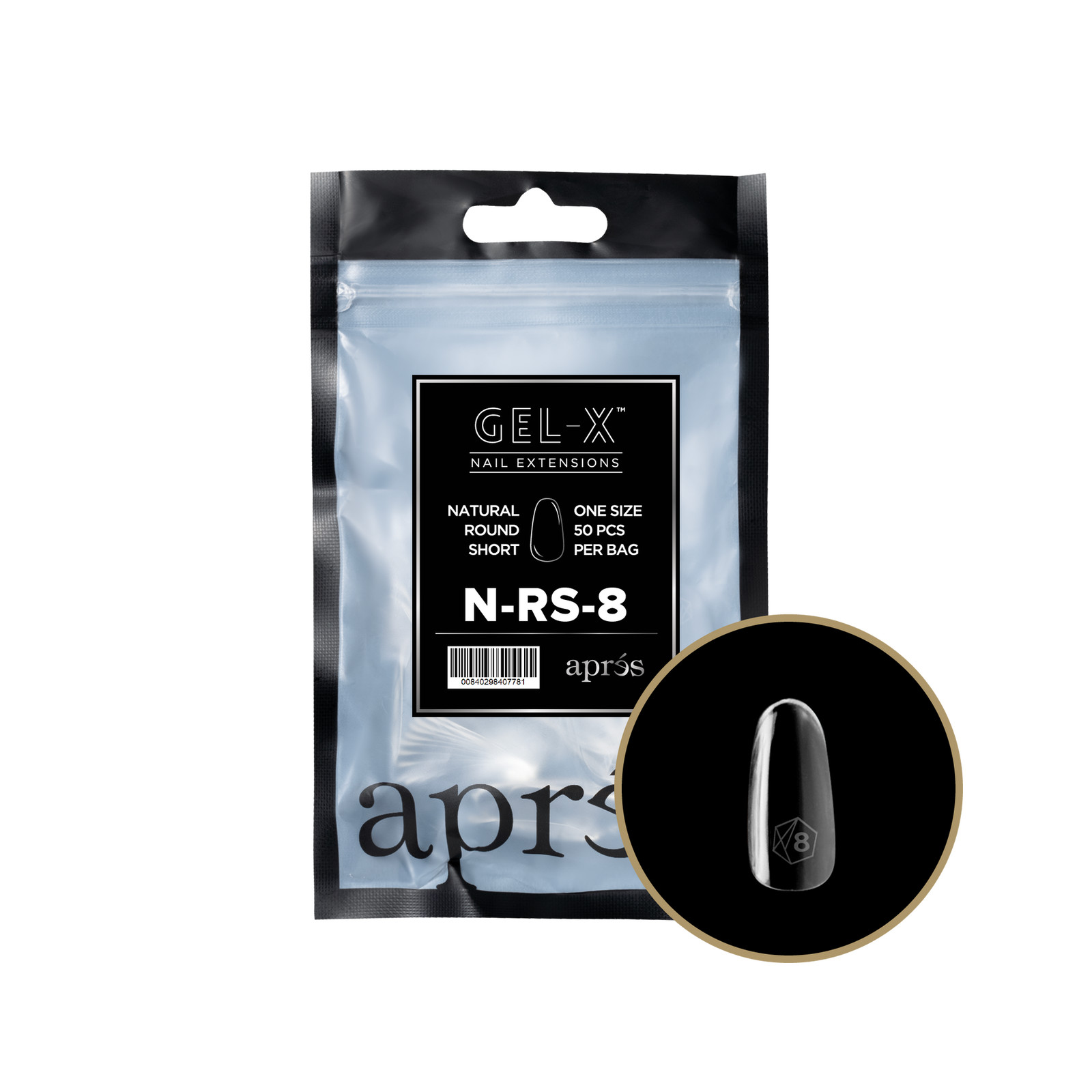 Apres Gel-X Natural Round Short Refill 50pc (Set 11 bags size 00 – 9) (No box)