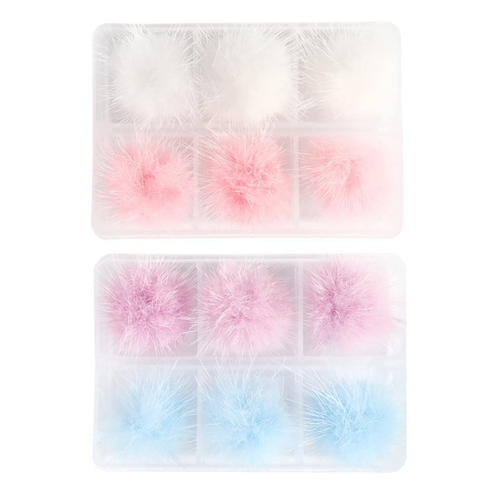 12 Pcs 3D Nail Pom Balls Fluffy Balls Nail Charms Magnetic Nail Pom Pom Detac…