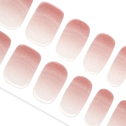 Semi Cured Gel Nail Strips Orange Pink Ombre () Cat Eye Gel Nail Camille