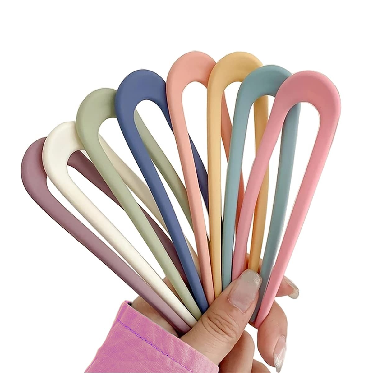 8 Pack French Style U Shaped Hair Pins for 1 Count (Pack of 8), Multicolor