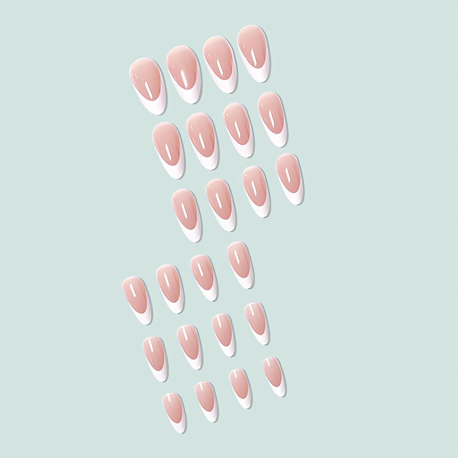 Almond French Tip Press on Nails Medium Length Fake Nails White French False …