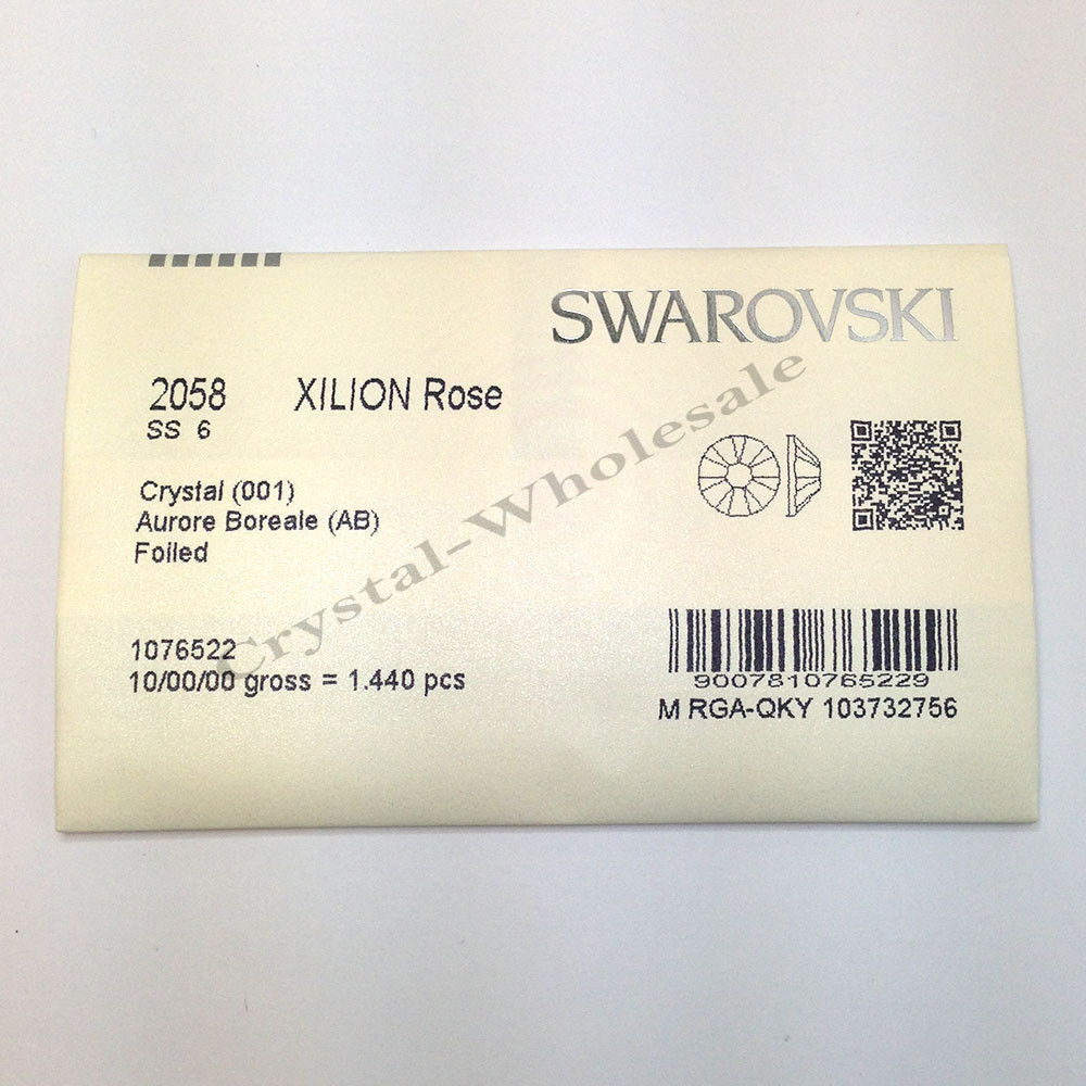 Swarovski 2058/2088 Flatback Foiled Rhinestones Factory Pack CRYSTAL AB (001 AB)