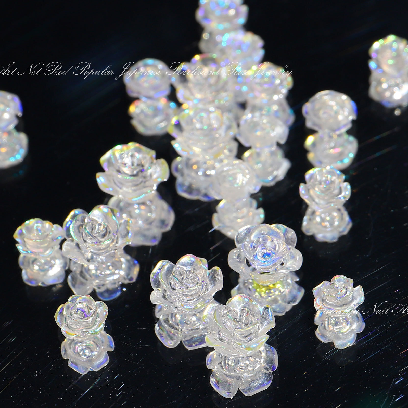 20pcs/bag DIY 3D Aurora Camellia Nail Art Flowers Decor Charm Nails Accessories