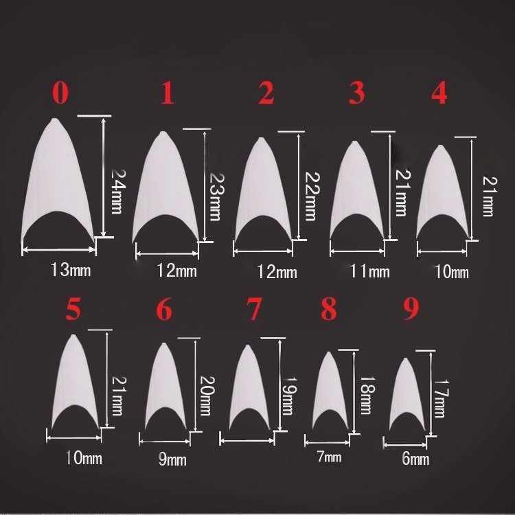 20 100 500 Stiletto Pointed Shape False Vamp Art Tips Fake Acrylic Nails