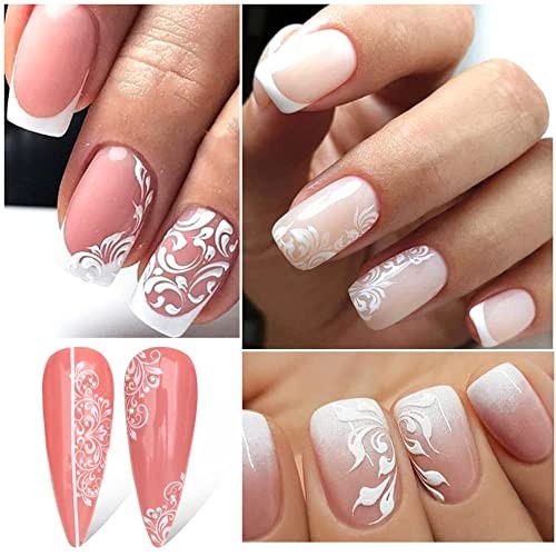 Flowers Nail Art Stickers Decal ,White Flowers Nail Stickers Nail 361-372 White