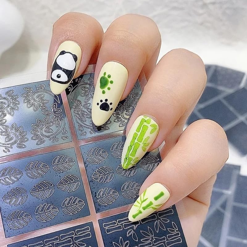 144-Design Airbrush Nail Stencil Set – DIY Nail Art Stickers & Decals for Hom…