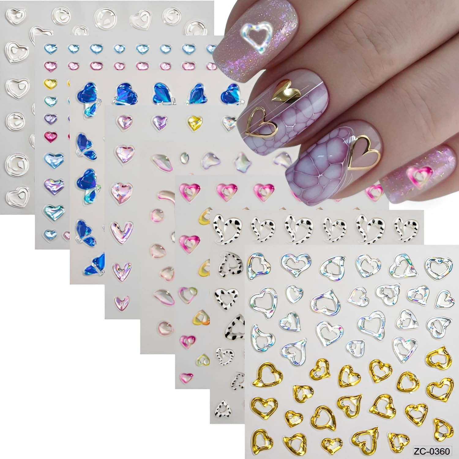 Green Butterfly Nail Stickers for Nail Art 5D Embossed Nail Decals Gold Butterfl