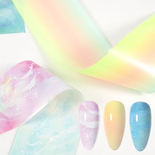 300 Sheets Nail Transfer Foil Art Kit, Marble Gradient Leopard Nail Art KIT1