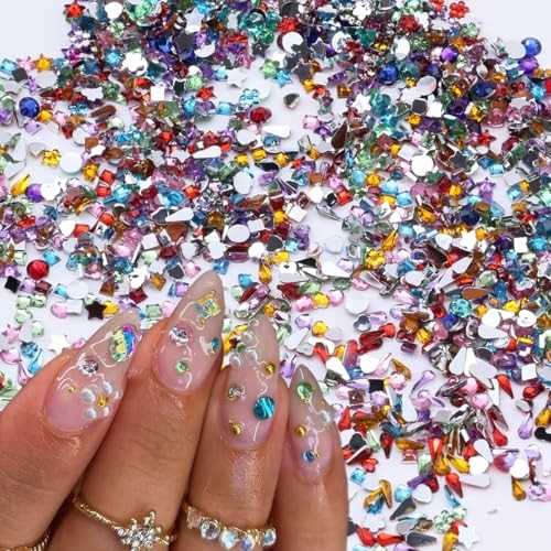 12Grids Colorful Rhinestones Nail Charms Multi-Shape Diamond Nail Art orange