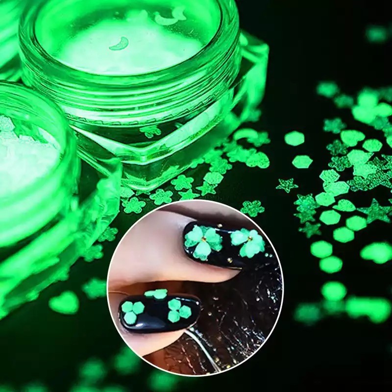 Luminous NAIL SEQUINS Glow In The Dark Paillette Fluorescent Glitter Star Round
