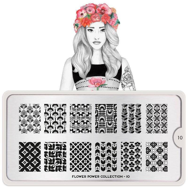 MoYou London Flower Power 10 Nail Stamp Plate Floral Leaf Vine Garden Rainforest