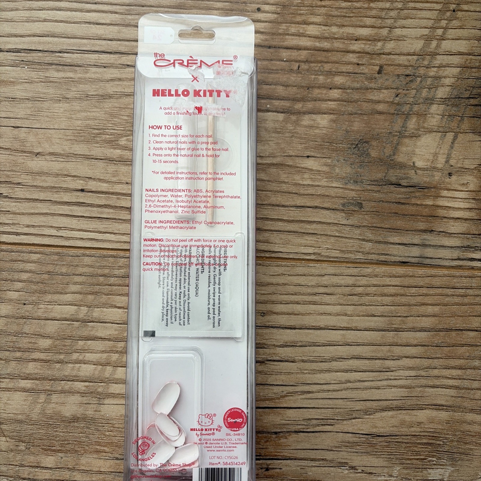 The Crème Shop Press On Nails Hello Kitty 24 Nails Velvet Sparkle Brand New