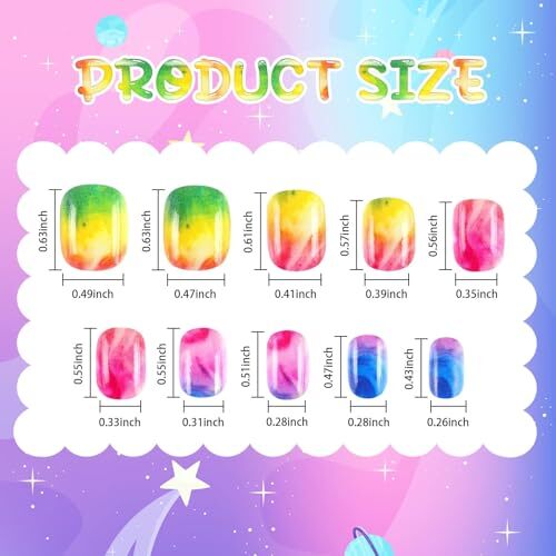 216Pcs 9 Pack Kids Press on Nails Grils Full Cover Short False Gradient Style
