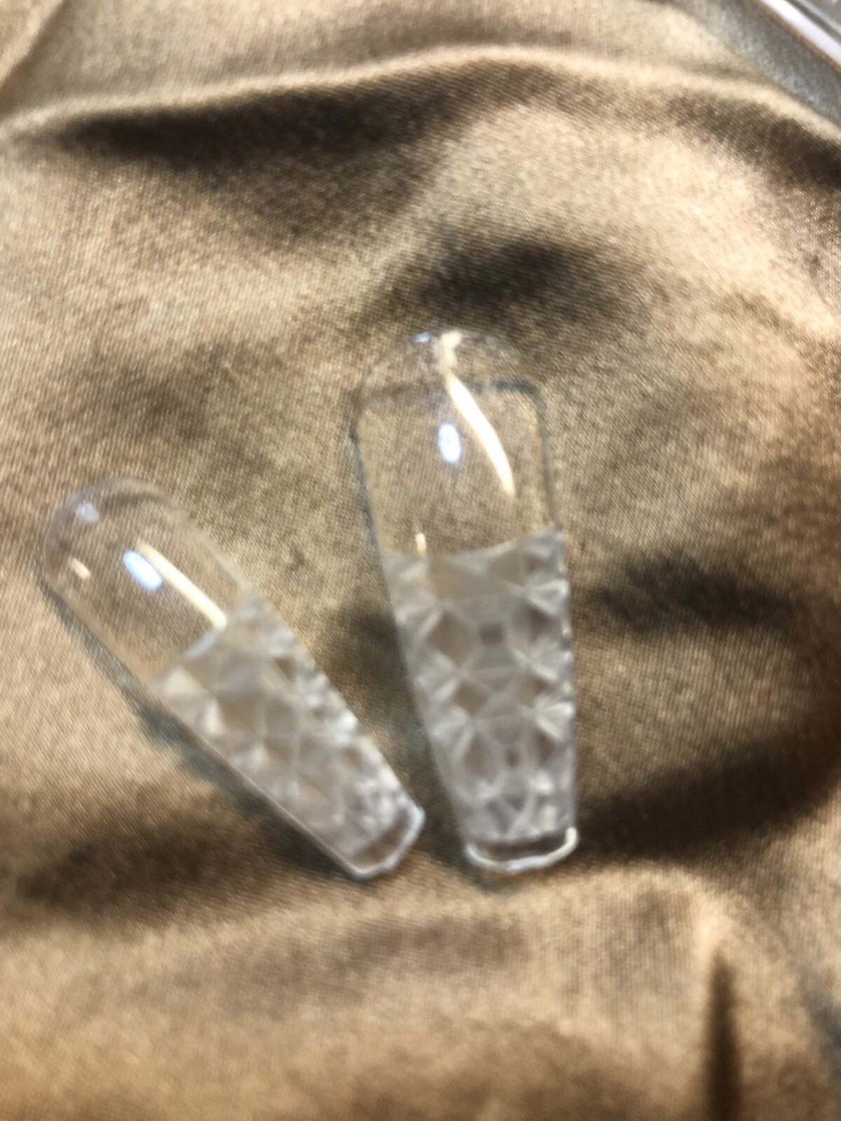 500 pcs Soft Gel/Acrylic Nail Tips Medium Coffin Special Design Glaze CRYSTAL