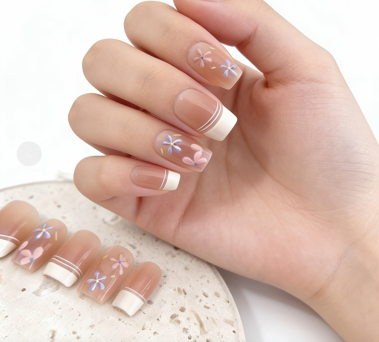 10pcs Set of Summer Handmade Cherry Blossom High-End Removable Wearable Nails