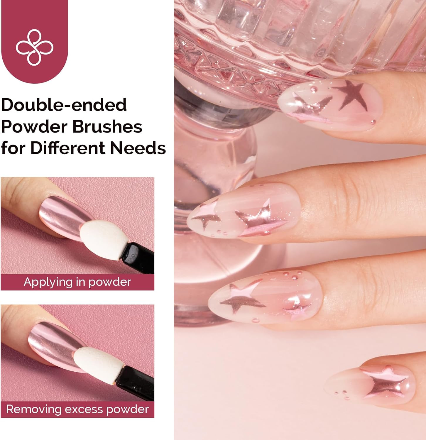 16Pcs Chrome Nail Powder for Gel Nails,Metallic Mirror Effect Pigment Stylish an