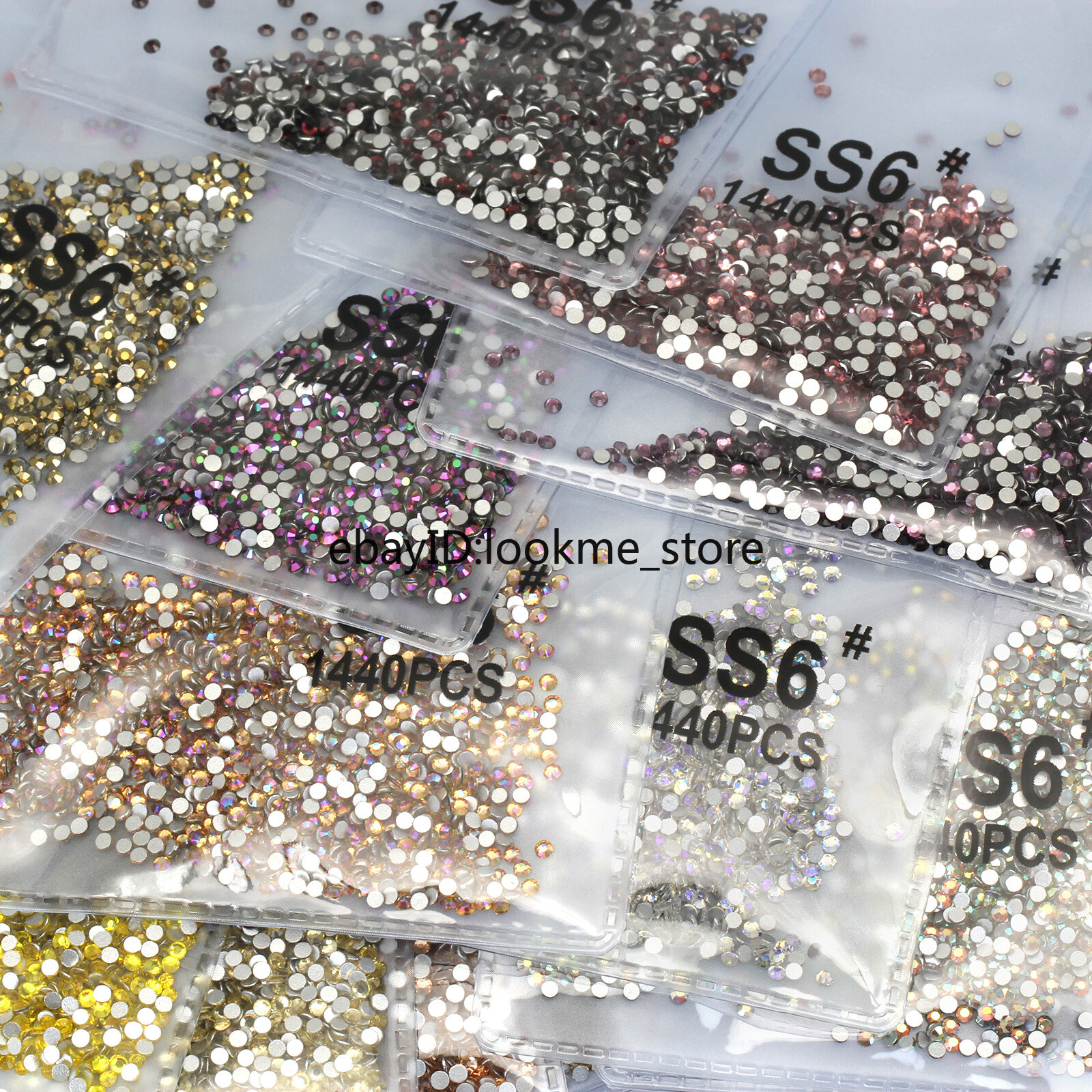 1440pcs 2 mm (ss6) Crystal Glass Rhinestones Flatback Gems Nail Art Crafts Decor