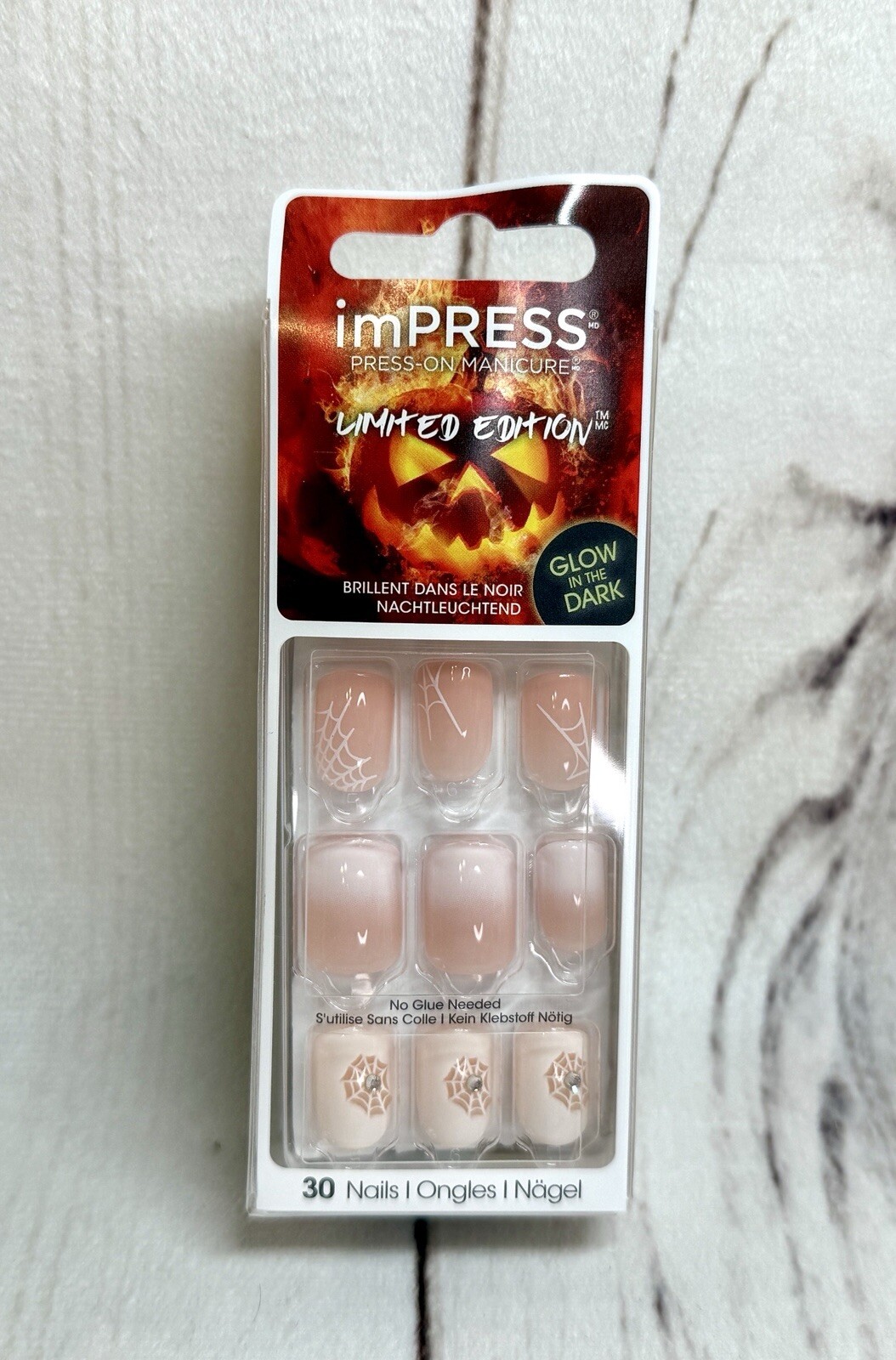 Impress Ltd Ed Glow in Dark Press On Nails Pink Ombre Halloween “Are You There”