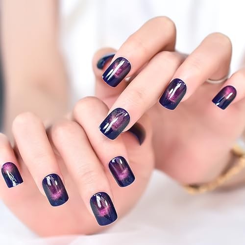 Squoval Medium Length Gel for Nails – Shimmery, Shimmery, Medium Length, Blue